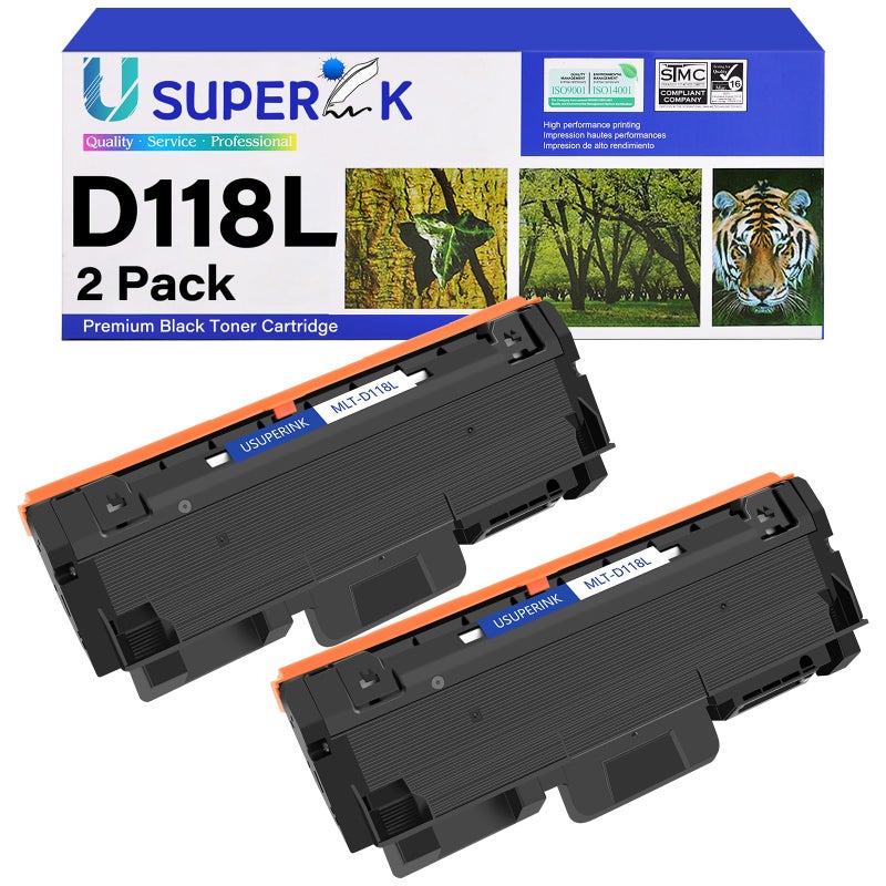 SuperInk High-Yield Compatible Toner Cartridge Replacement for Samsung MLT-D118L MLTD118L to use with Xpress M3015DW M3065FW Printer (Black, 2-Pack) - Image 1